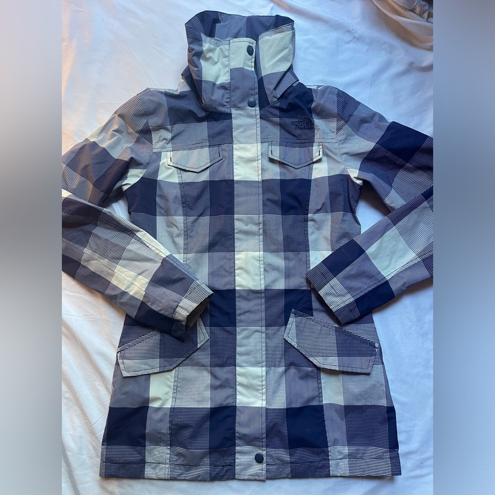 North Face Womens Plaid Raincoat Sz Small